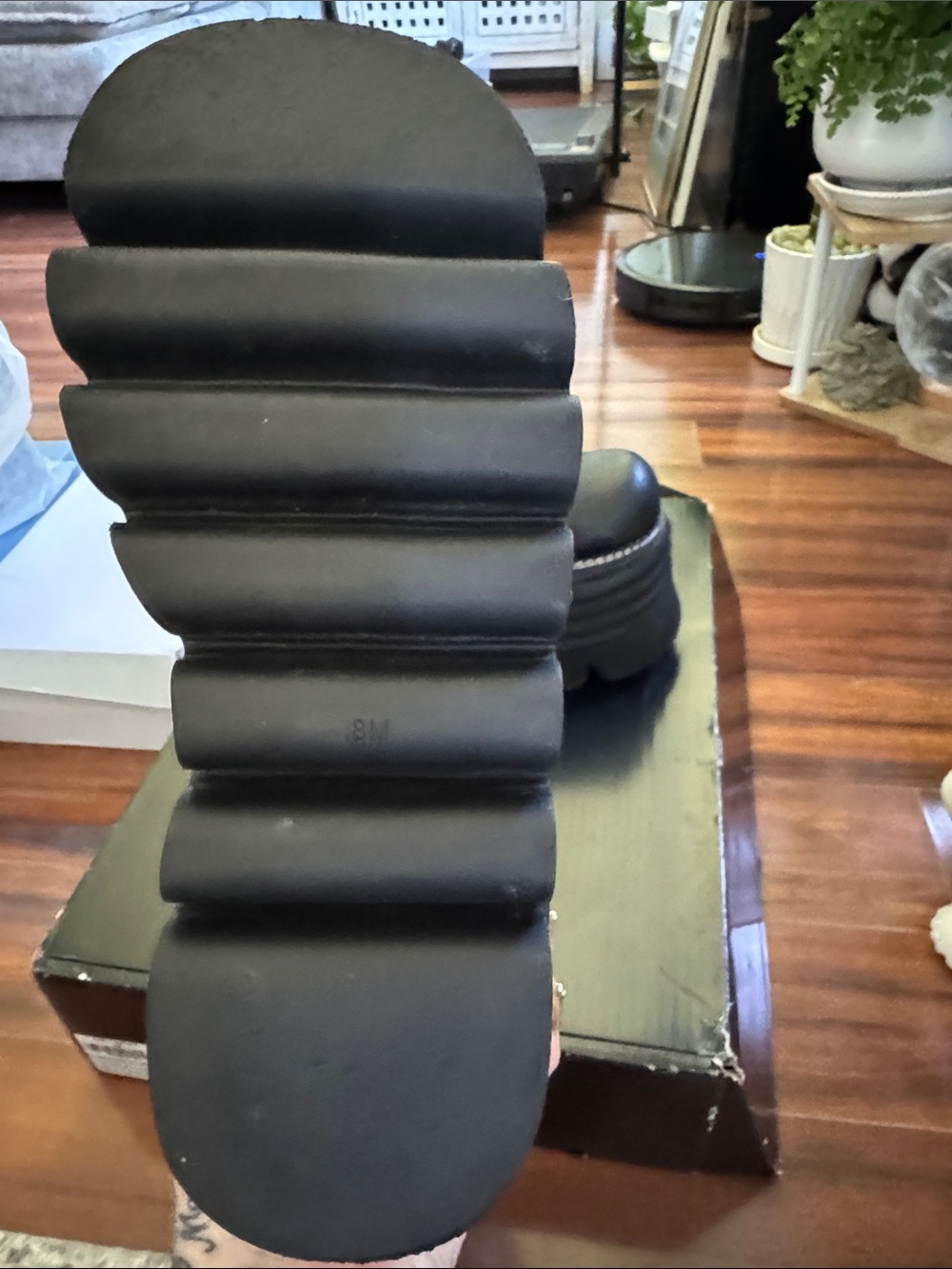 Dolls Kill Black Chunky Ribbed Platform Ankle Boots - Picture 2 of 3